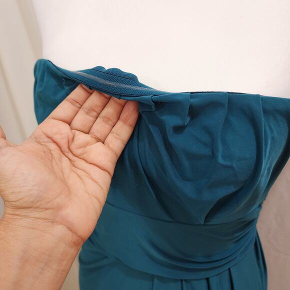 The Limited Strapless Teal Semi-Formal Pleated Cocktail Dress, Size Medium - Picture 4 of 8